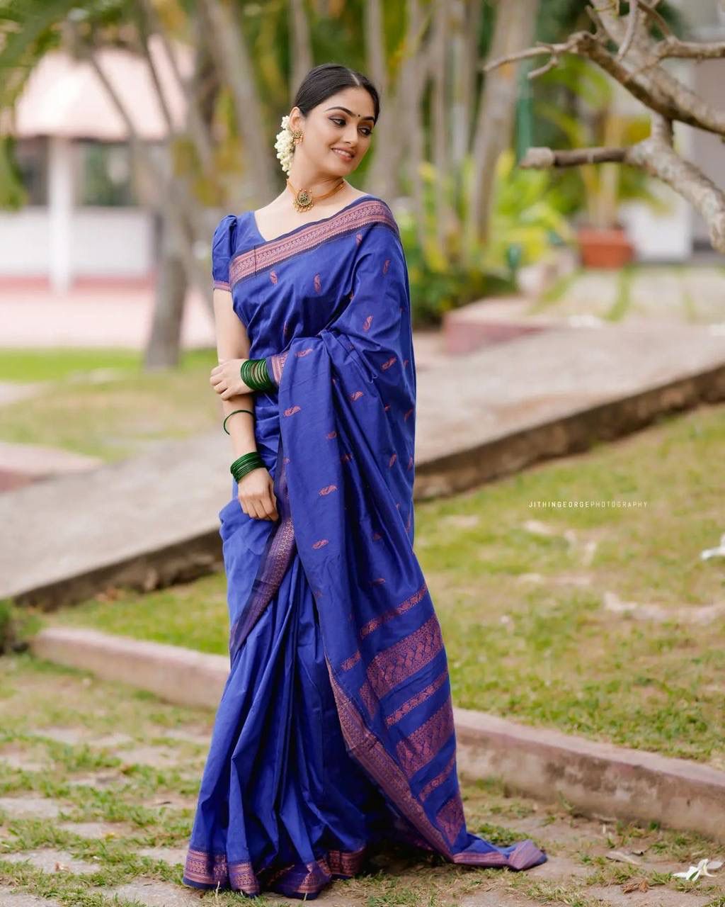 Buy Royal Blue Intricate Jaal Woven Banarasi Saree online-Nitaraa – NITARAA